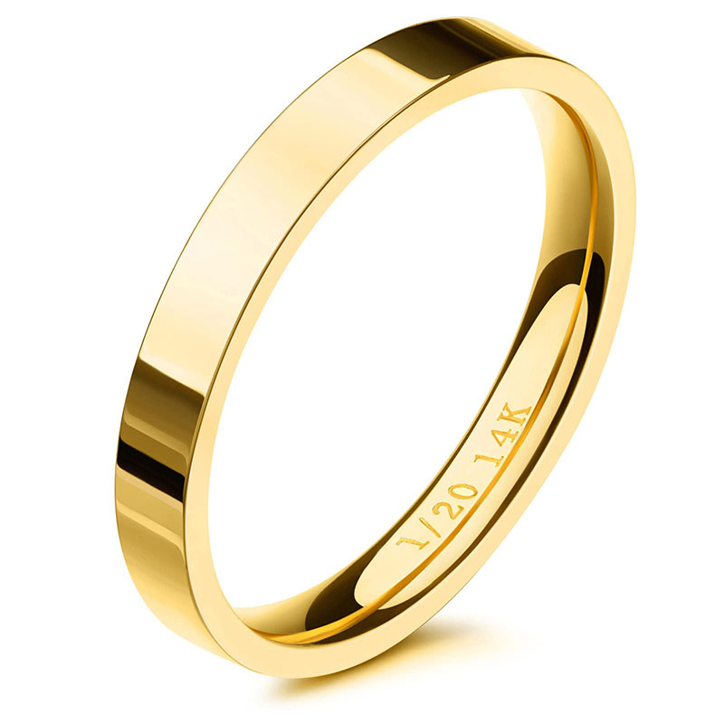 Hongde 14K zlato plněné prsteny Elegantní zlaté stohovací stohovatelné pásmo velikost 4 až 11