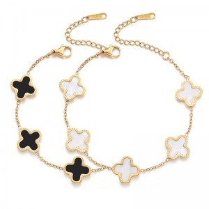 Hongde 18K zlato-Pokovení muži\\\'s and Women\\\'s Four Leaf Clover Luckynáramek