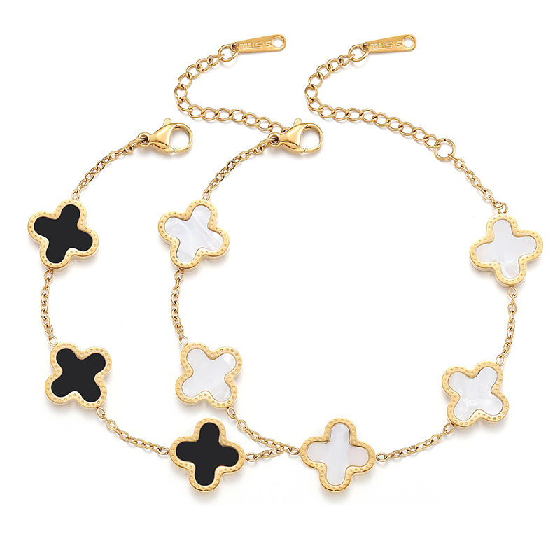 Hongde 18K zlato-Pokovení muži\\\'s and Women\\\'s Four Leaf Clover Luckynáramek