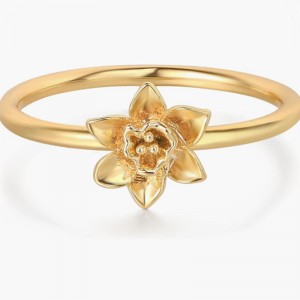 Vynikající 18k zlato-Pokolovaný 925 Sterling Silver Floral Ring s jemným kvetoucím květinovým designem - elegantní a lehká příroda-Inspirované šperky pro ženy